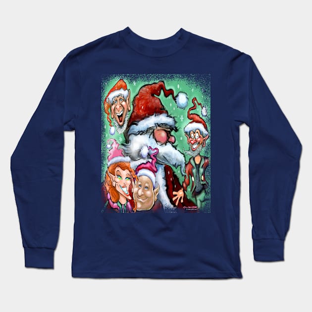 Santa and Elves Long Sleeve T-Shirt by Kevin Middleton